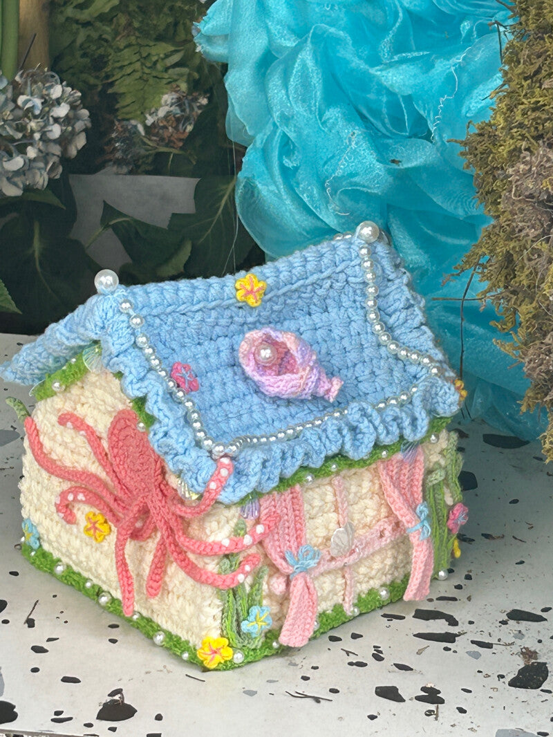 Jellyfish Starfish Ocean House Bag Handmade Soft Crochet Bag