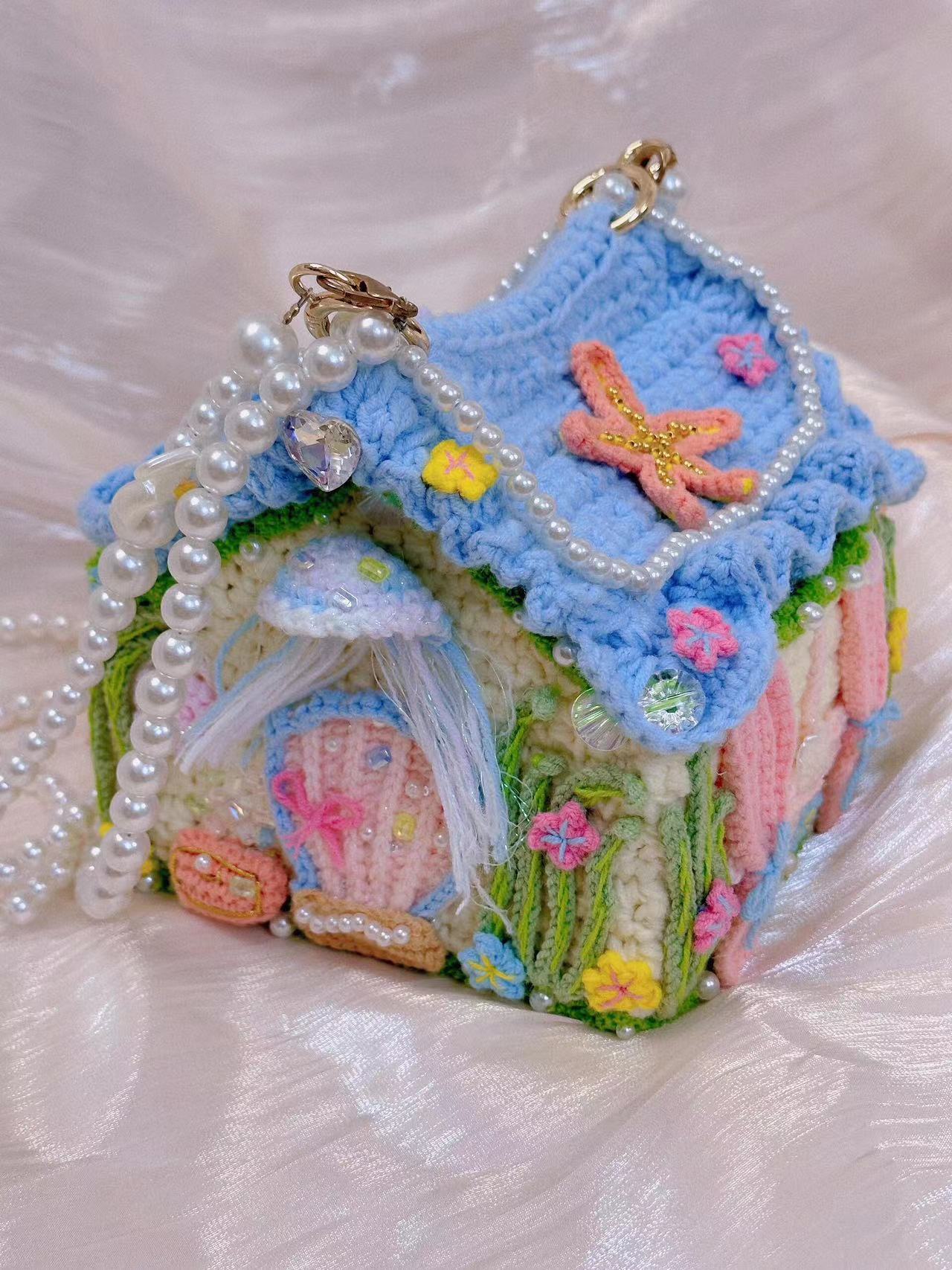 Jellyfish Starfish Ocean House Bag Handmade Soft Crochet Bag