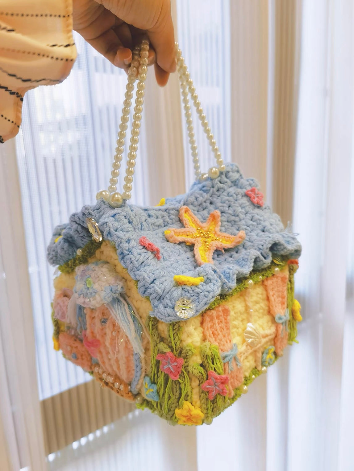 Jellyfish Starfish Ocean House Bag Handmade Soft Crochet Bag