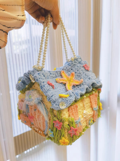 Jellyfish Starfish Ocean House Bag Handmade Soft Crochet Bag