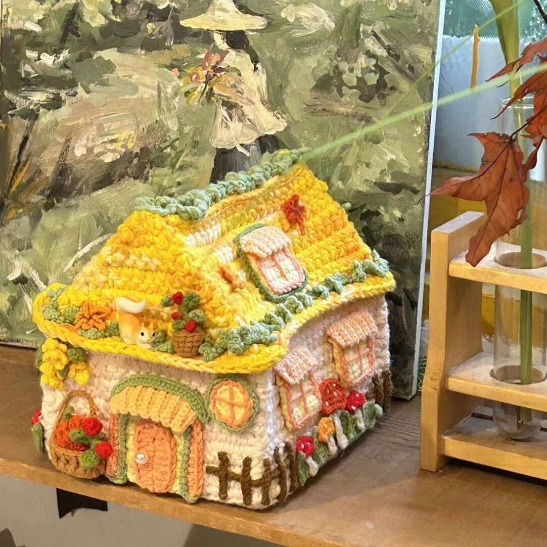 Fairy House Crochet Bag Storage Box