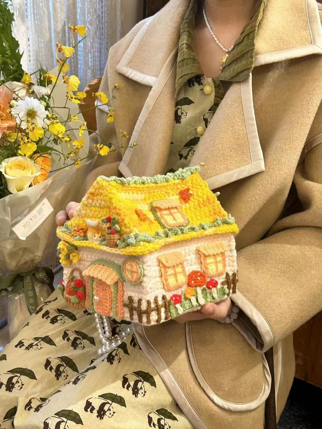 Fairy House Crochet Bag Storage Box