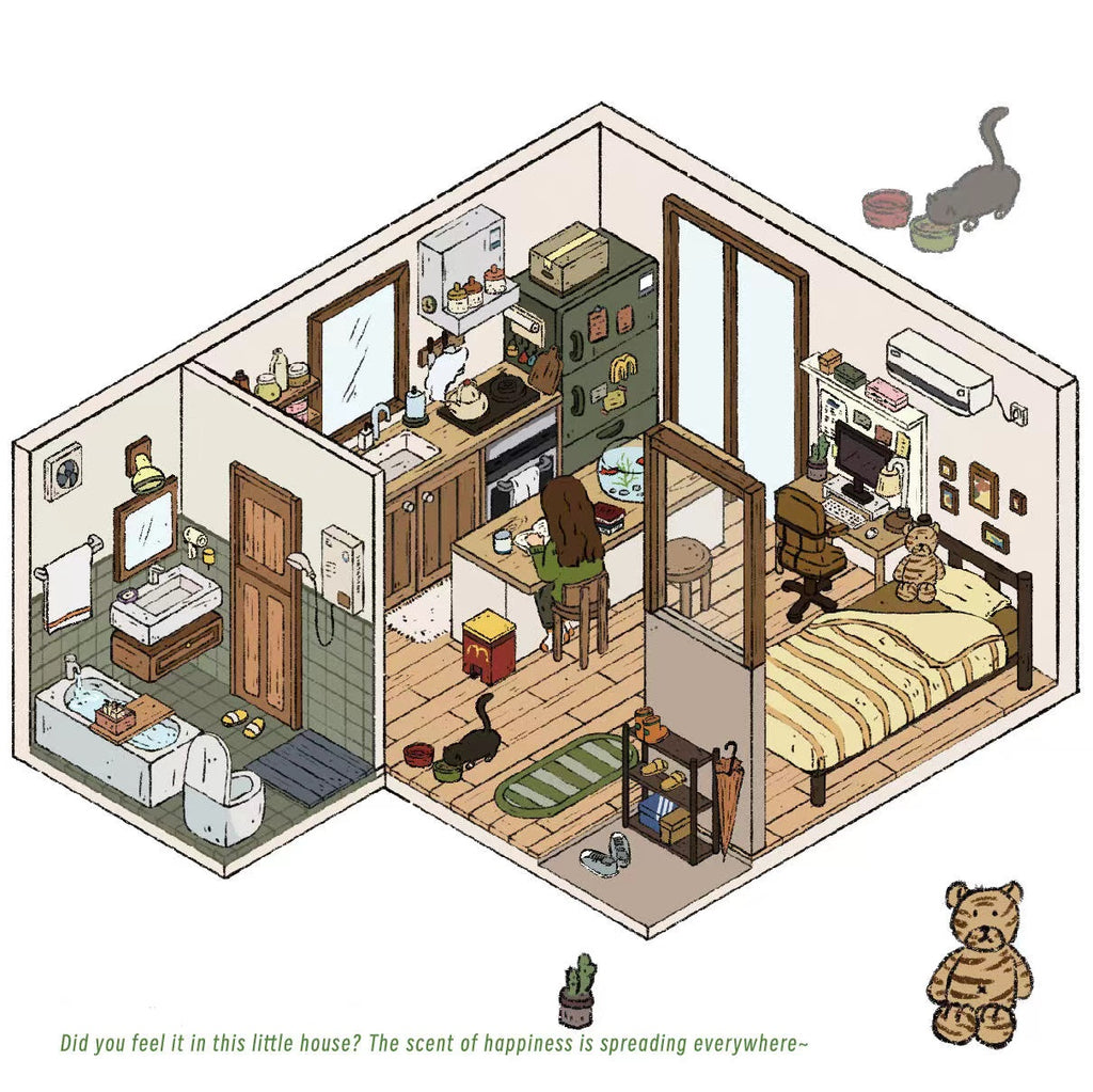 3D Sticker Scene, Make your Own Cozy House Corner Bakery Bookstore Garden
