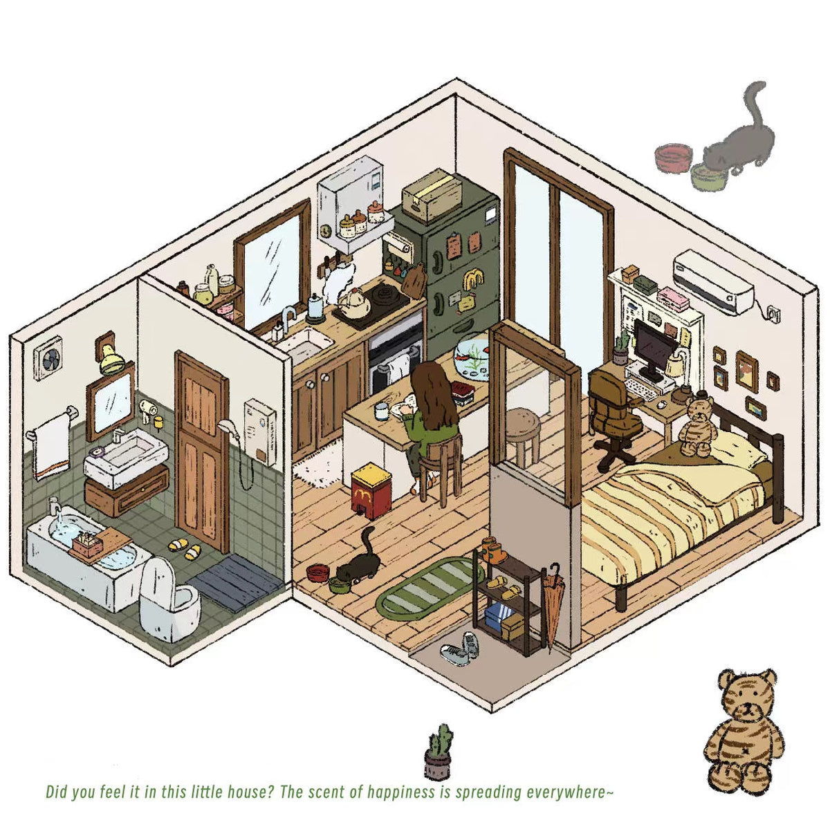 3D Sticker Scene, Make your Own Cozy House Corner Bakery Bookstore Garden