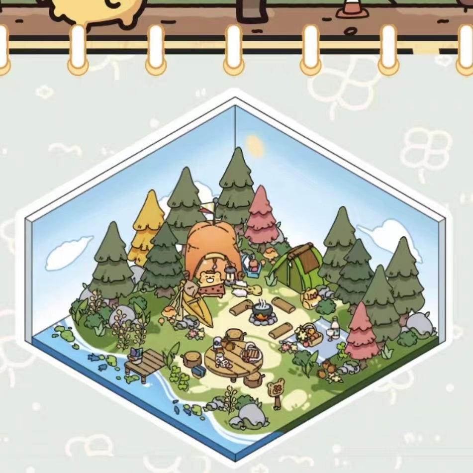 DIY Bear House Work Day Dessert Camping 3D Miniature Sticker Scene