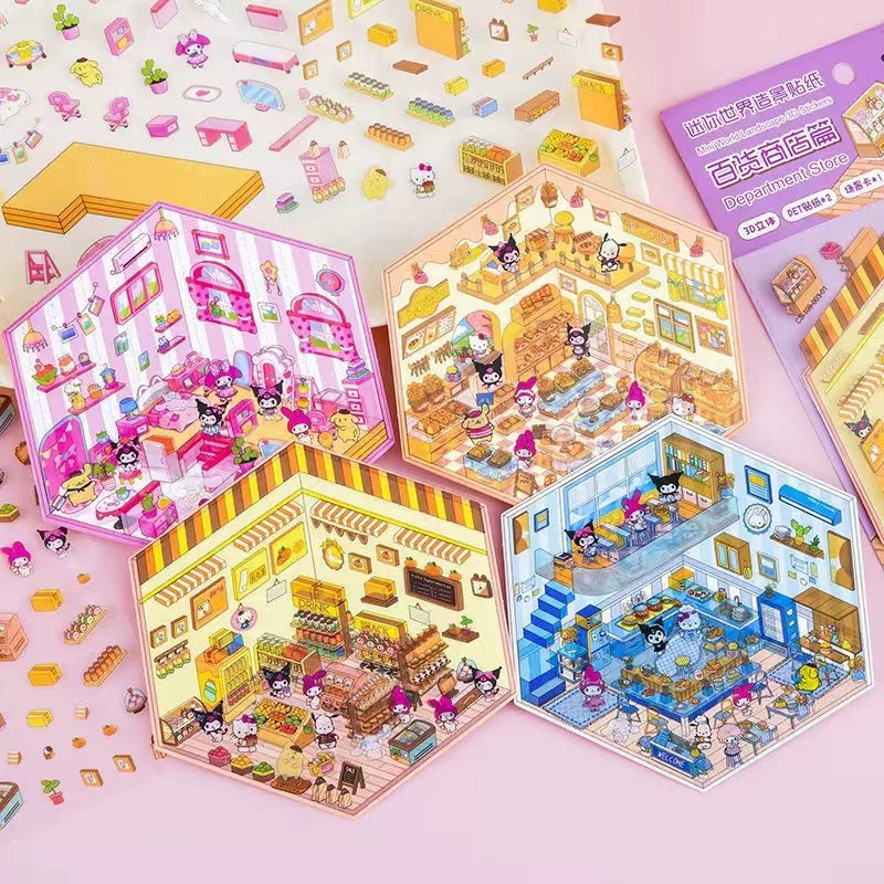 Cute Stickers Scene Kawaii Cartoon 3D Stickers