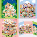 3D Sticker Scene: DIY Little Black Cat Home Cat Shop Cat School