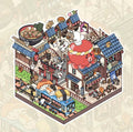 DIY Cute Cat 3D Sticker Scene: Japantwon Cat Farm Breakfast Street Western Town
