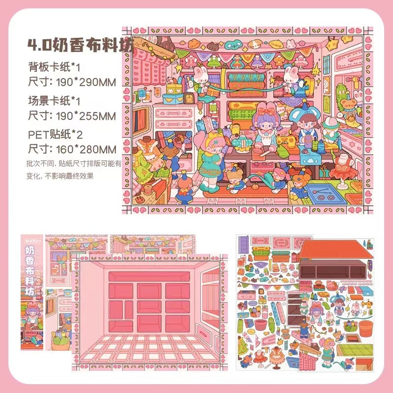 3D Sticker Scene Make Bunny Flower Shop Aerogame Warehouse Spring Tea Party