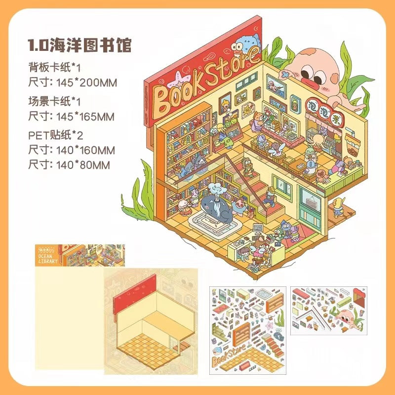 3D Sticker Scene Make Bunny Flower Shop Aerogame Warehouse Spring Tea Party