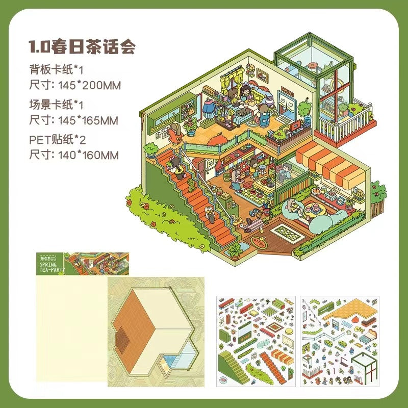 3D Sticker Scene Make Bunny Flower Shop Aerogame Warehouse Spring Tea Party
