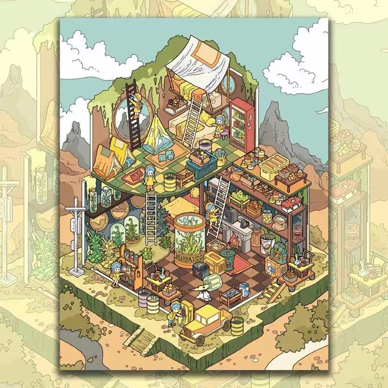DIY Desert Sanctuary Amusement Park Floating Market Magic Market 3D Sticker Scene