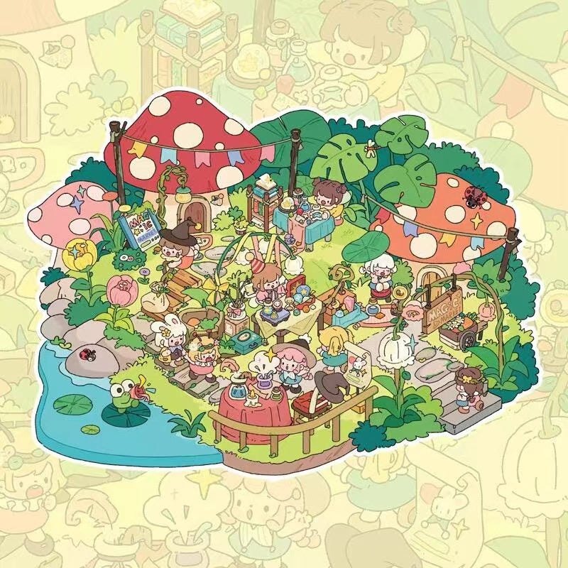 DIY Desert Sanctuary Amusement Park Floating Market Magic Market 3D Sticker Scene