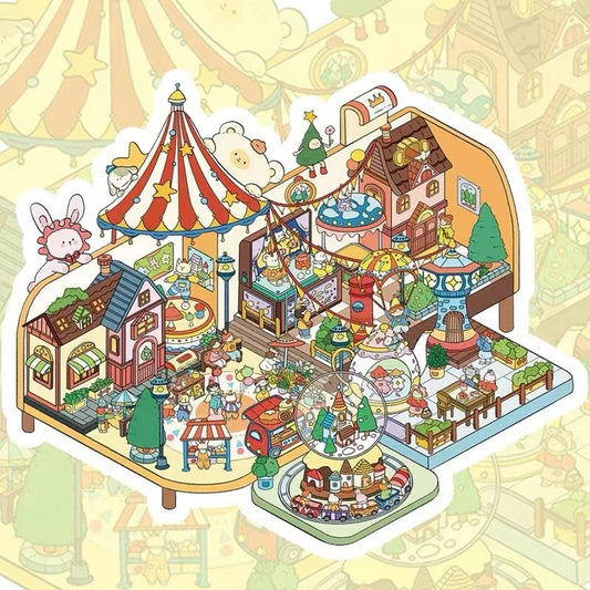 DIY Desert Sanctuary Amusement Park Floating Market Magic Market 3D Sticker Scene