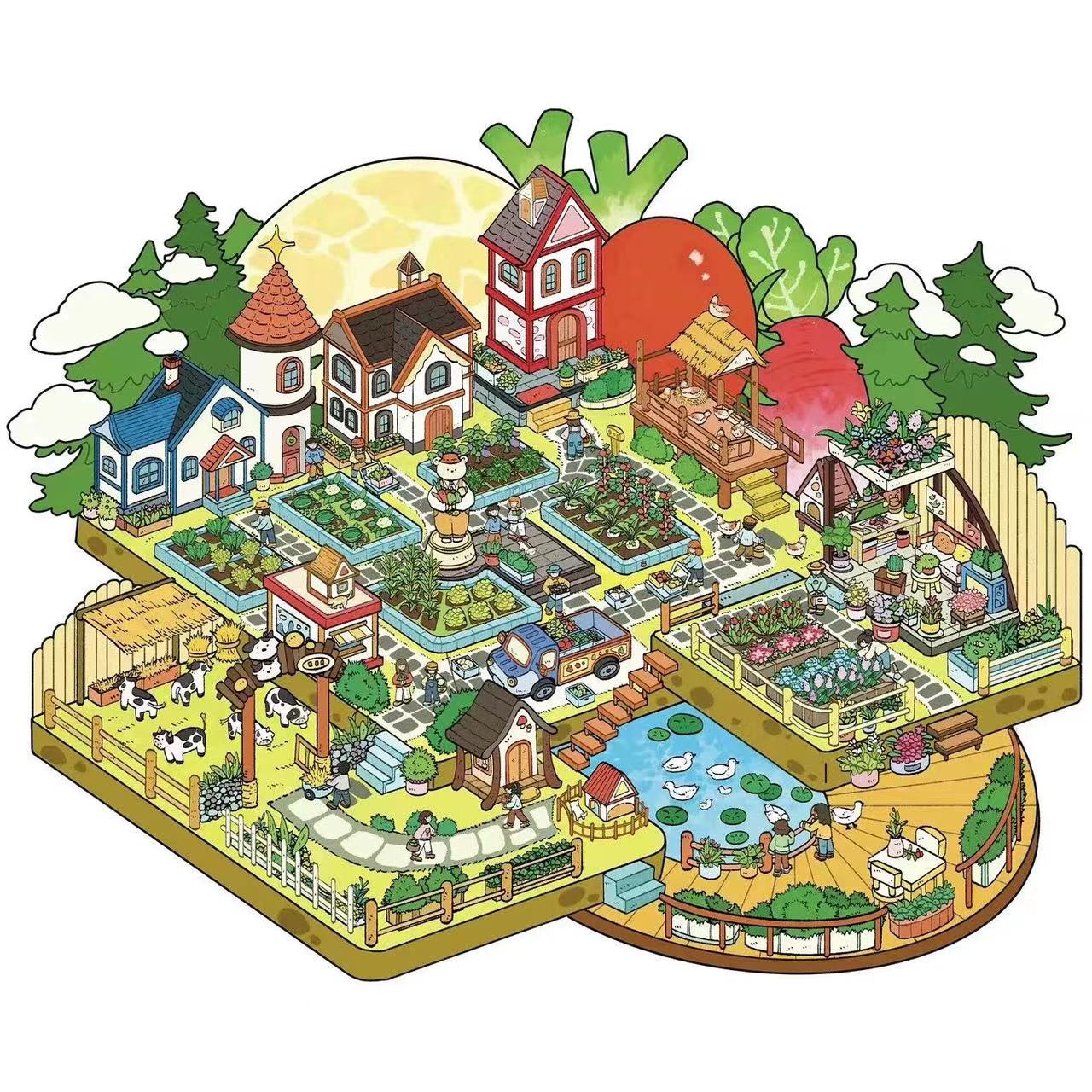 Big Harvest Farm Forest Time Treasures Big Size 3D Sticker Scene