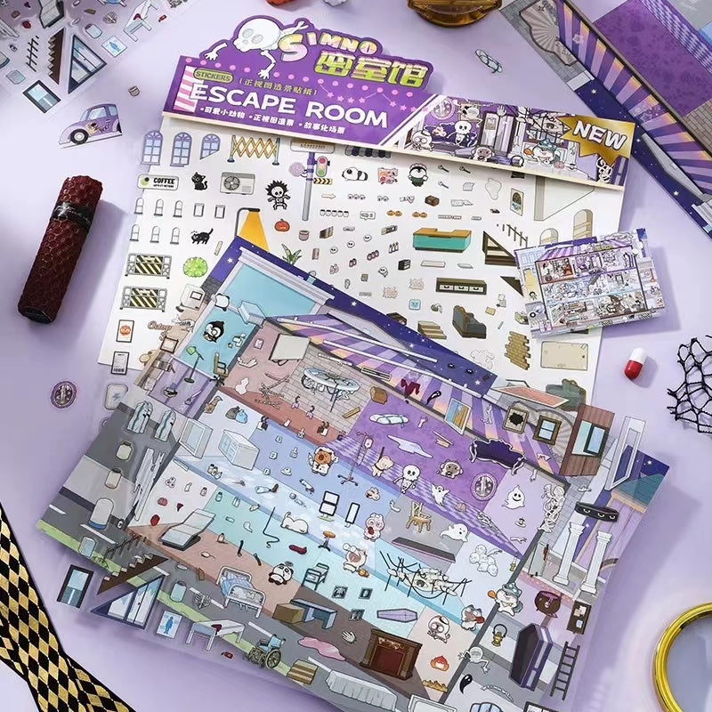 Big Size Sticker Scene! Make Escape Mansion Film Studio Ice Snow World Garden