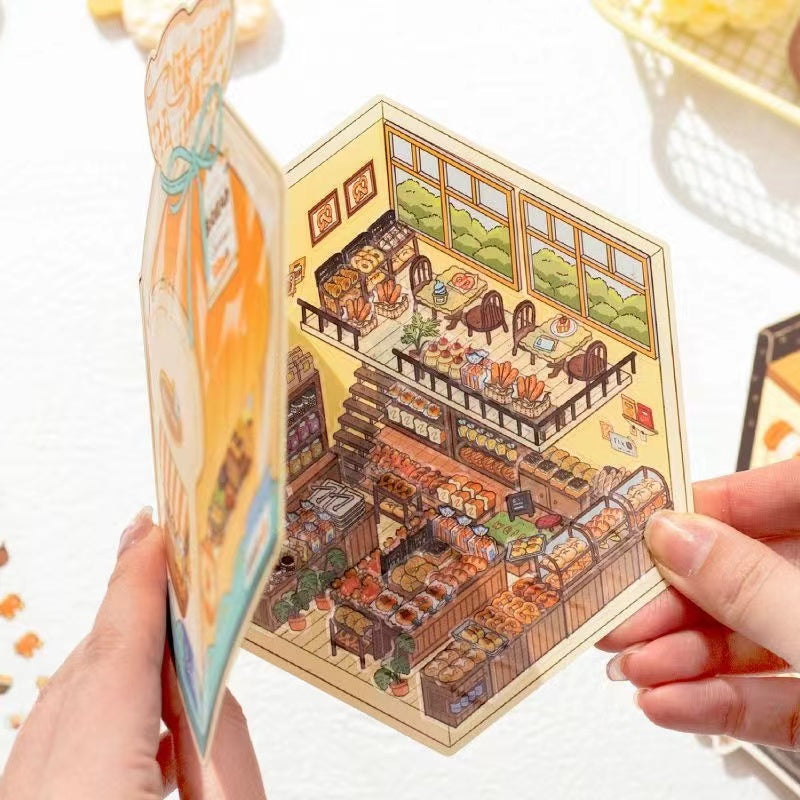 DIY Bread Baking Store Coffee & Book  Landscape Miniature DIY Sticker