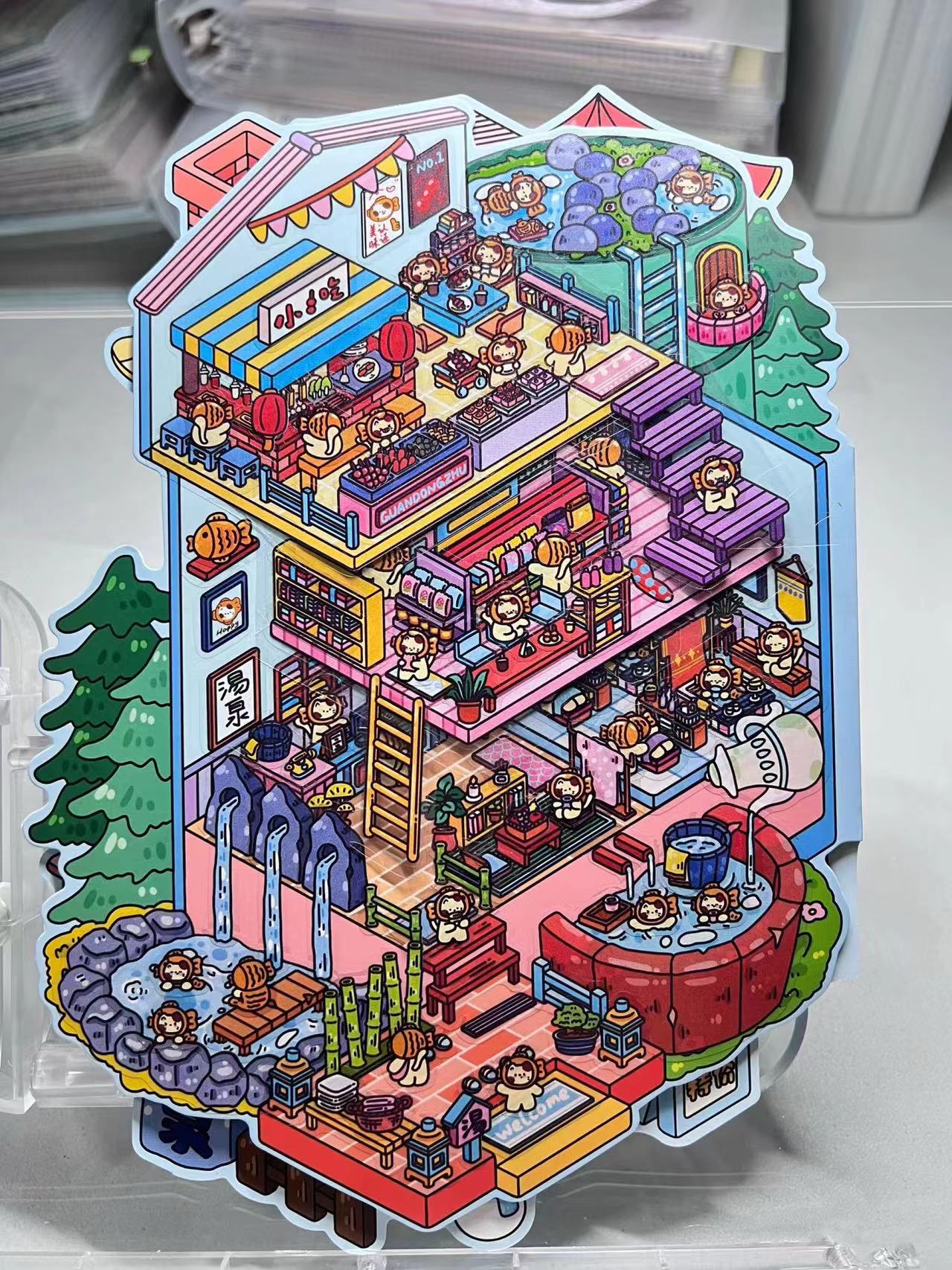 Big Size Sticker Scene DIY Winter Hot Springs Cyberpunk Labortory