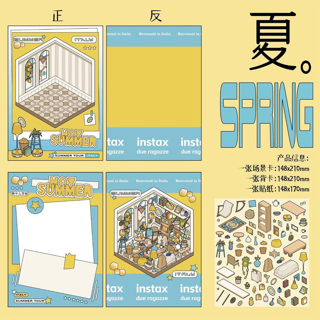 DIY Four Seasons Travel Journal 3D Scene Stickers