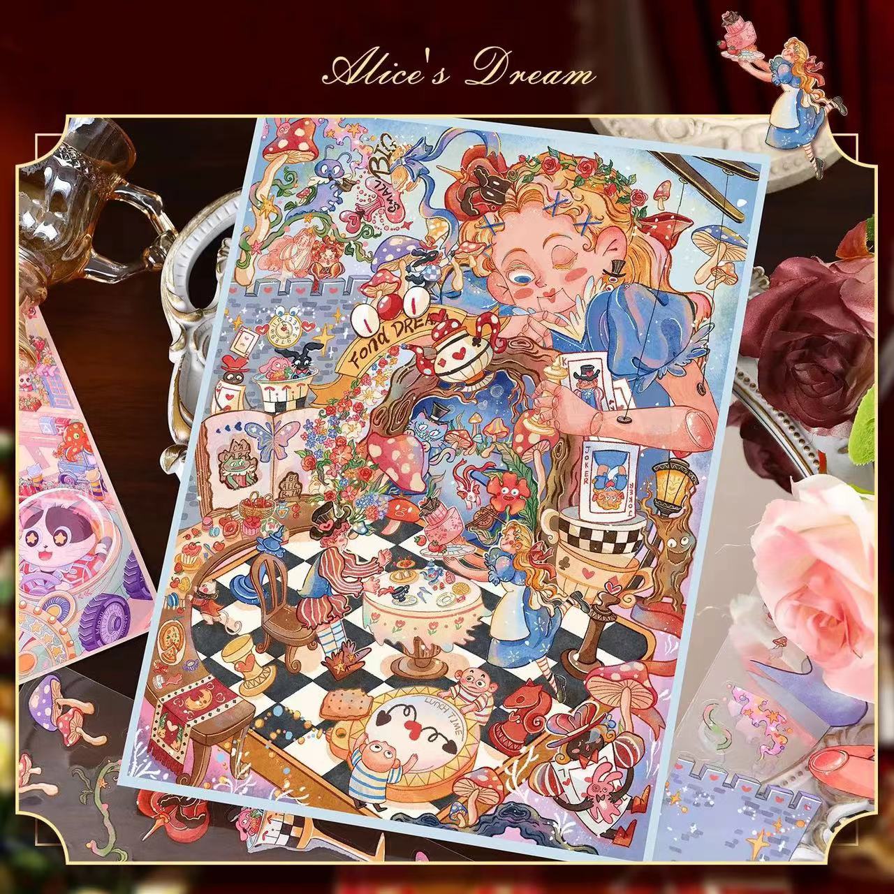 Big Size Sticker Scene DIY Alice's Dream Cat Park Mobile Castle Book Shop