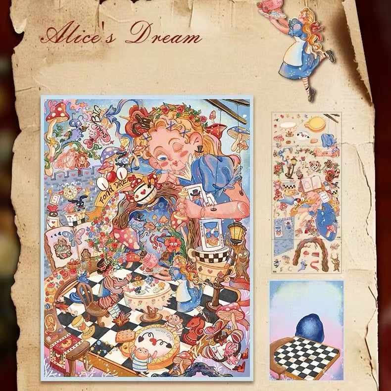 Big Size Sticker Scene DIY Alice's Dream Cat Park Mobile Castle Book Shop