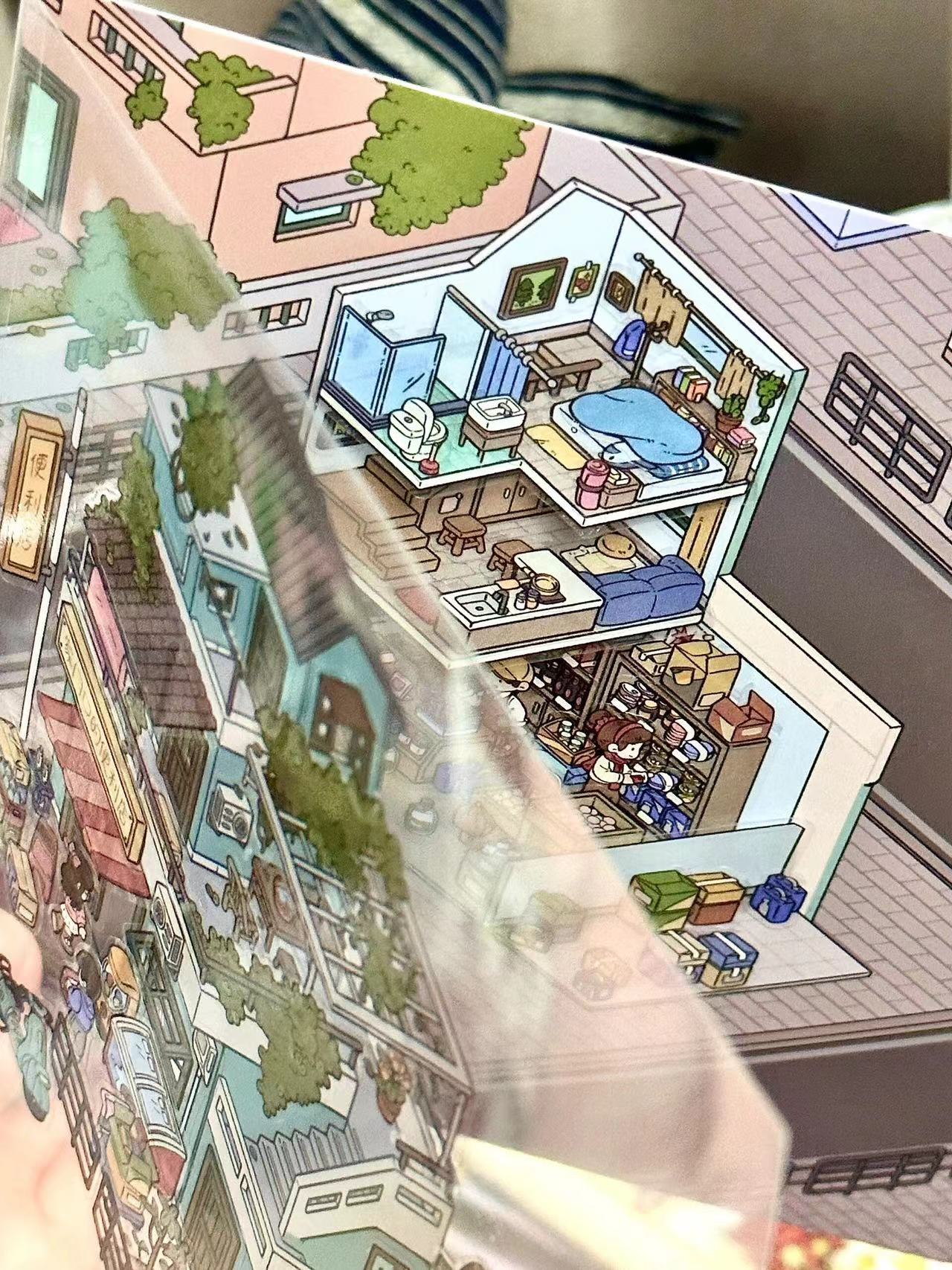 Double Layerd Sticker DIY Seaside Cafe Convenience Store Hot Spring