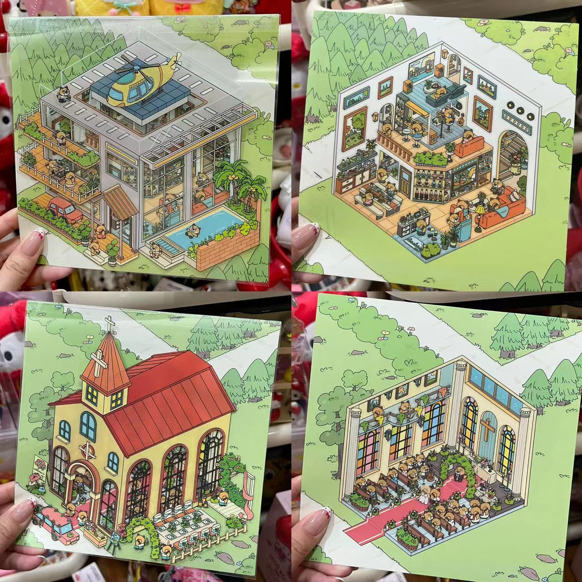 Double Layerd Sticker Scene Create Wedding Chapel Pool Villa Flower Park