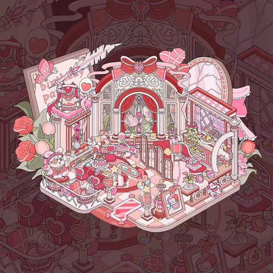 DIY 3D Sticker Scene: Pink Party Winter Alley Retro Toy House Old-Time General Store