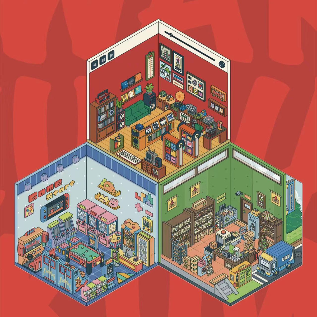 DIY 3D Scene Stickers: Make A Record Shop|Parcel Hub|Outdoor Gear Shop|Christmas House