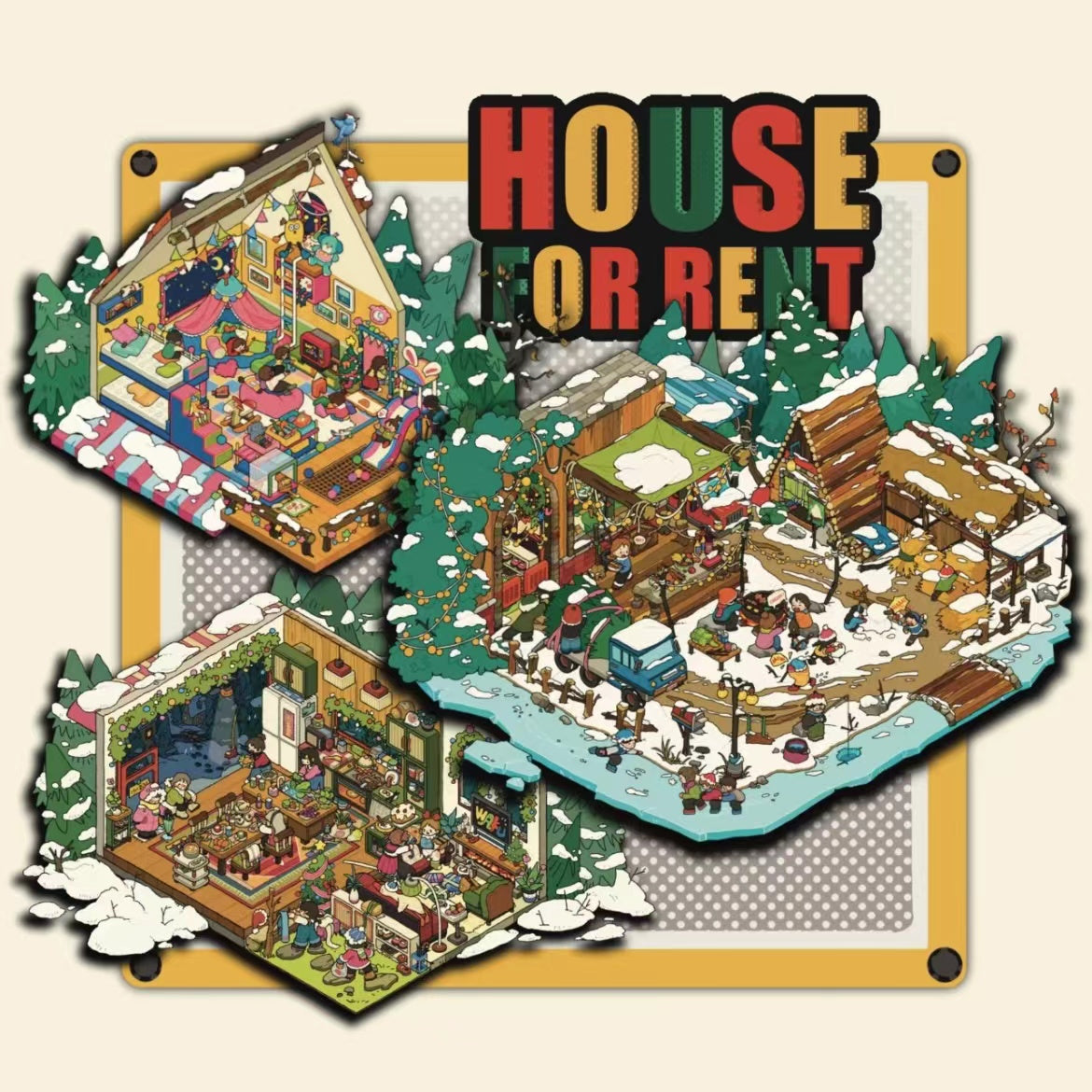 DIY 3D Scene Stickers: Make A Record Shop|Parcel Hub|Outdoor Gear Shop|Christmas House