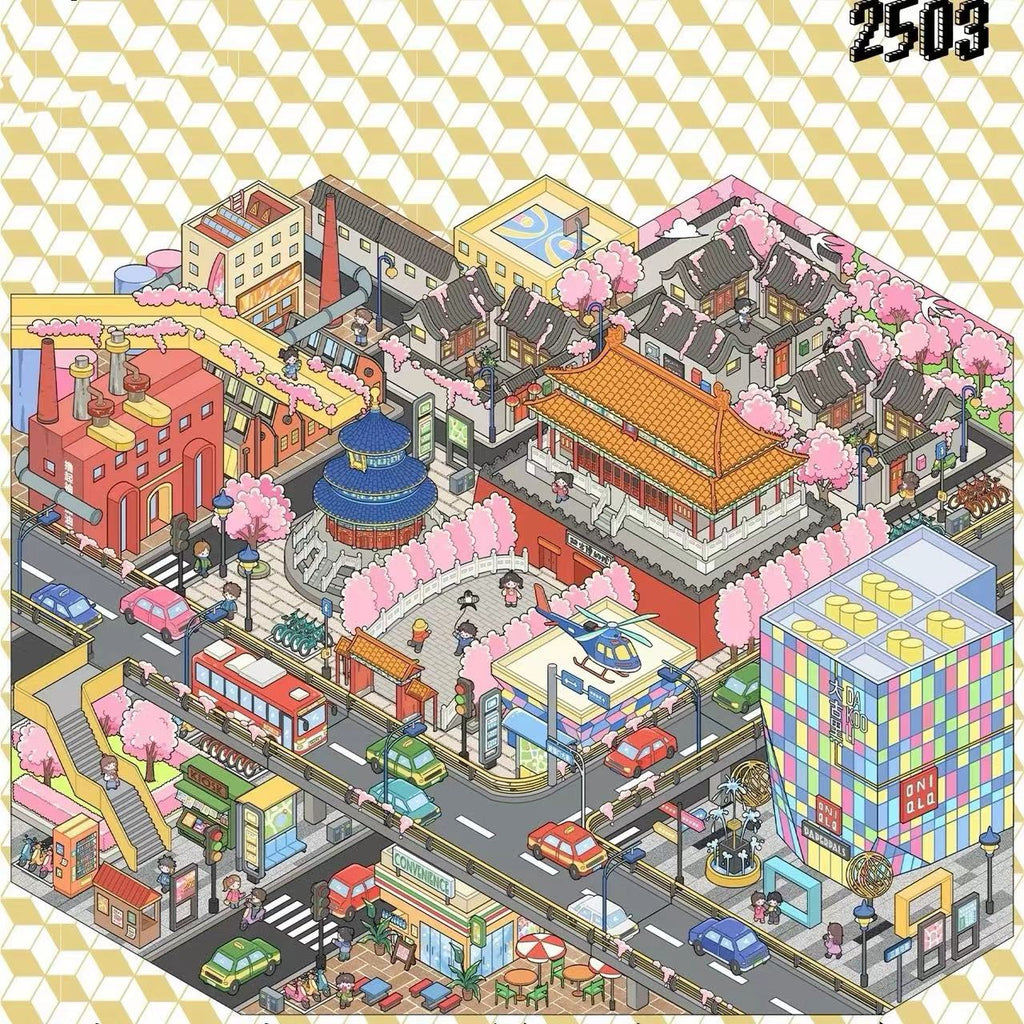 3D Miniature Scene Sticker-Build City New York China Beijing