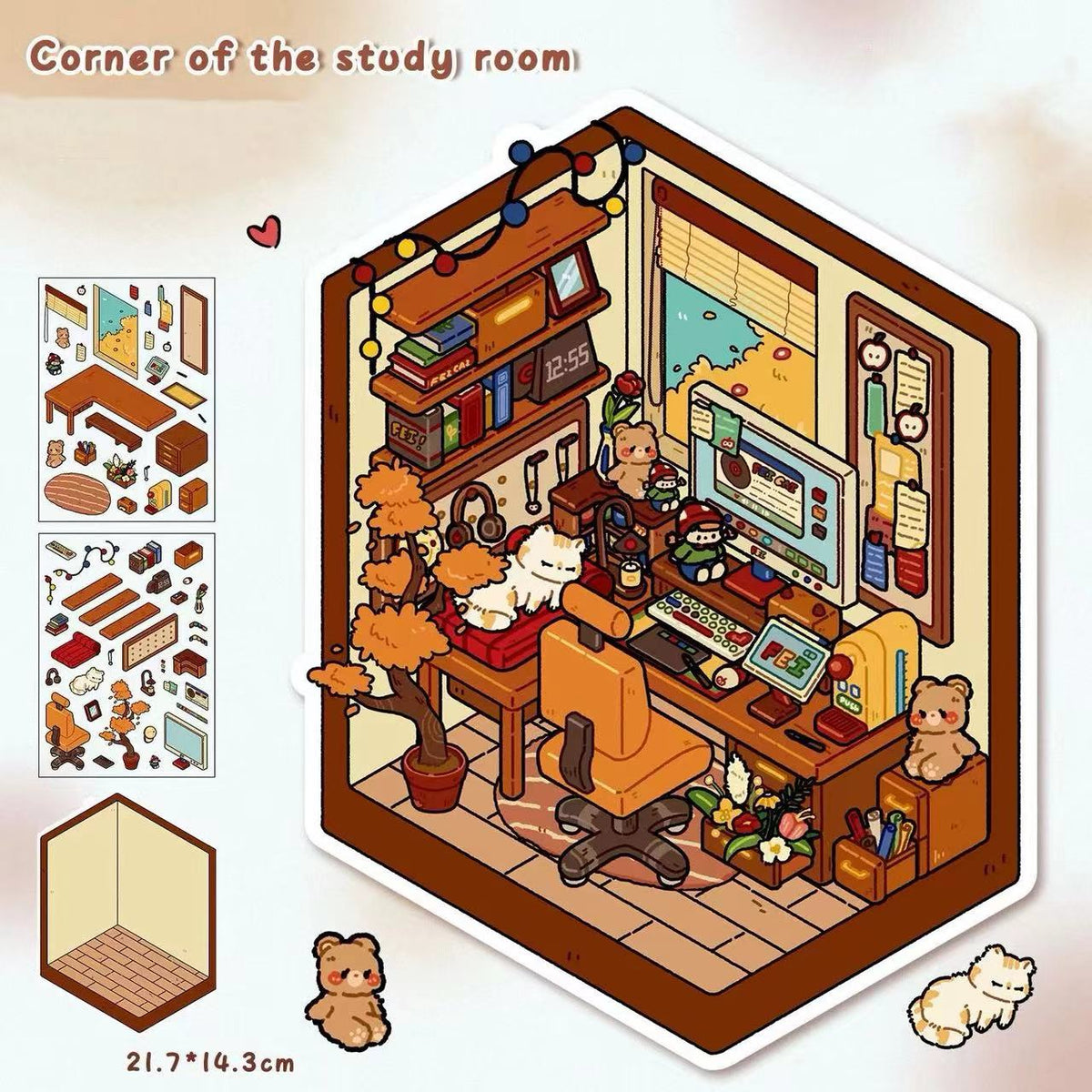 Sticker Room Scene 3D Sticker Scene-Doll Esports Room Vanity Room Study Room Time Shop ...