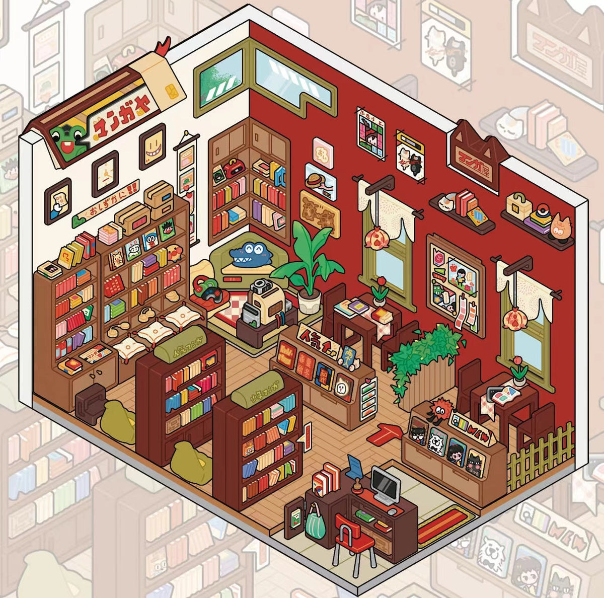 3D Miniature Scene Sticker Japanese Style Mini Mart Odenya Manga Shop Zakka Shop