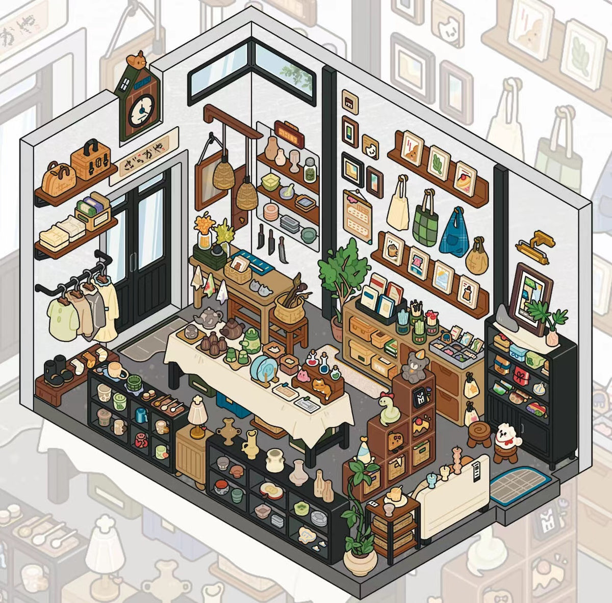 3D Miniature Scene Sticker Japanese Style Mini Mart Odenya Manga Shop Zakka Shop
