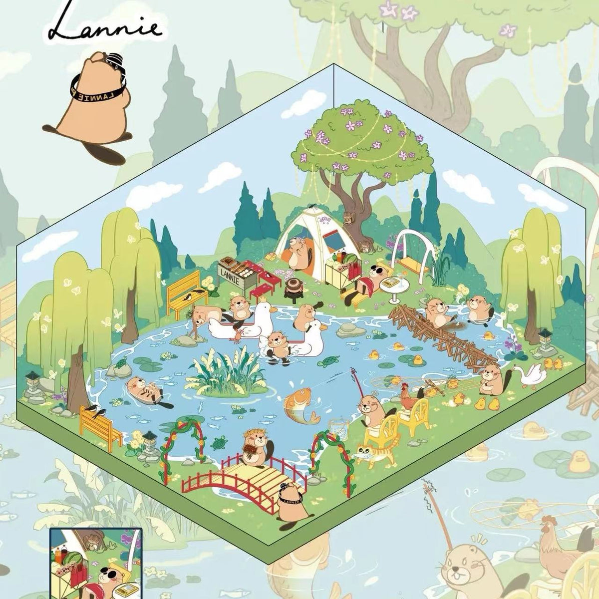 DIY Beavers’ Spring Outing 3D Sticker Scene 4 Themes