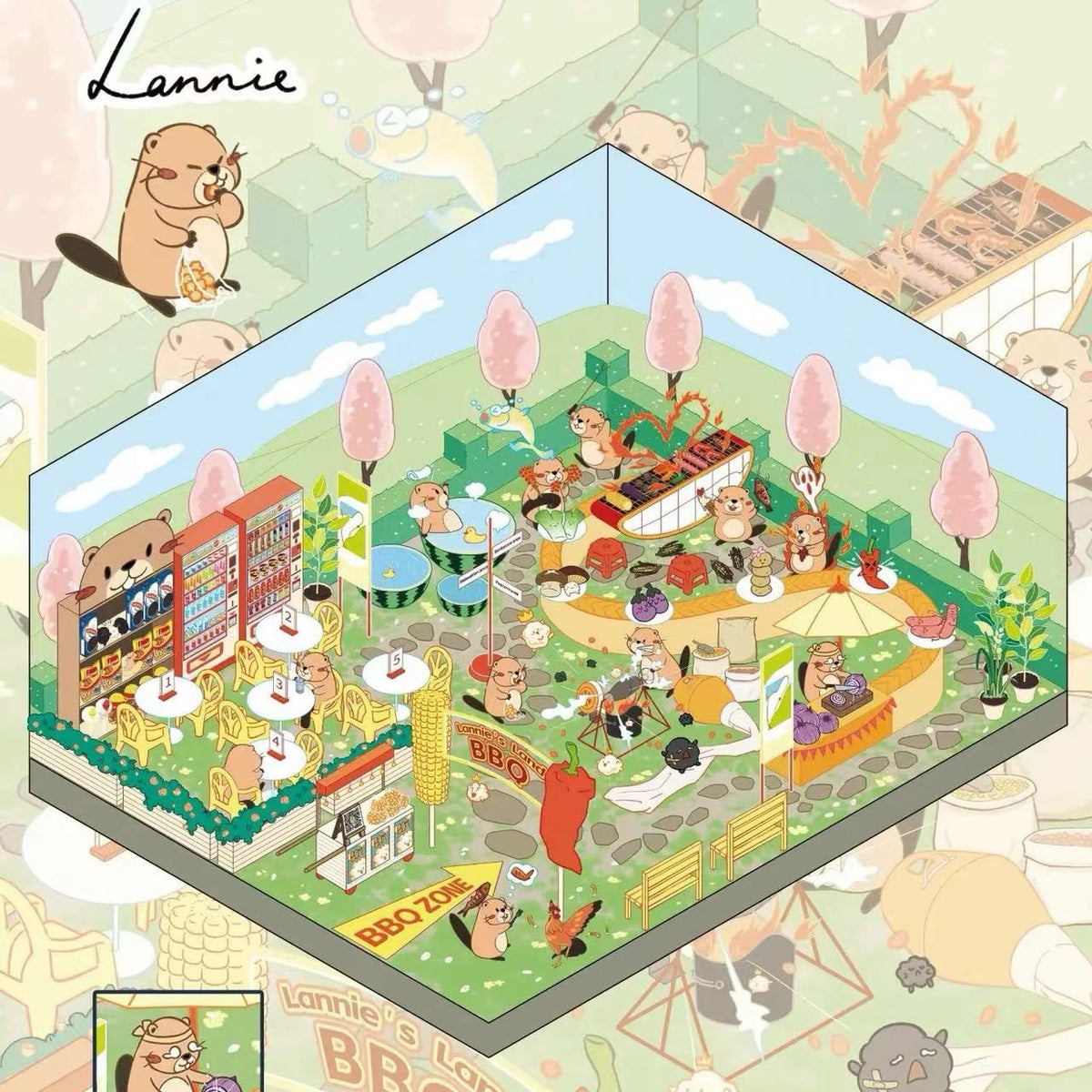 DIY Beavers’ Spring Outing 3D Sticker Scene 4 Themes