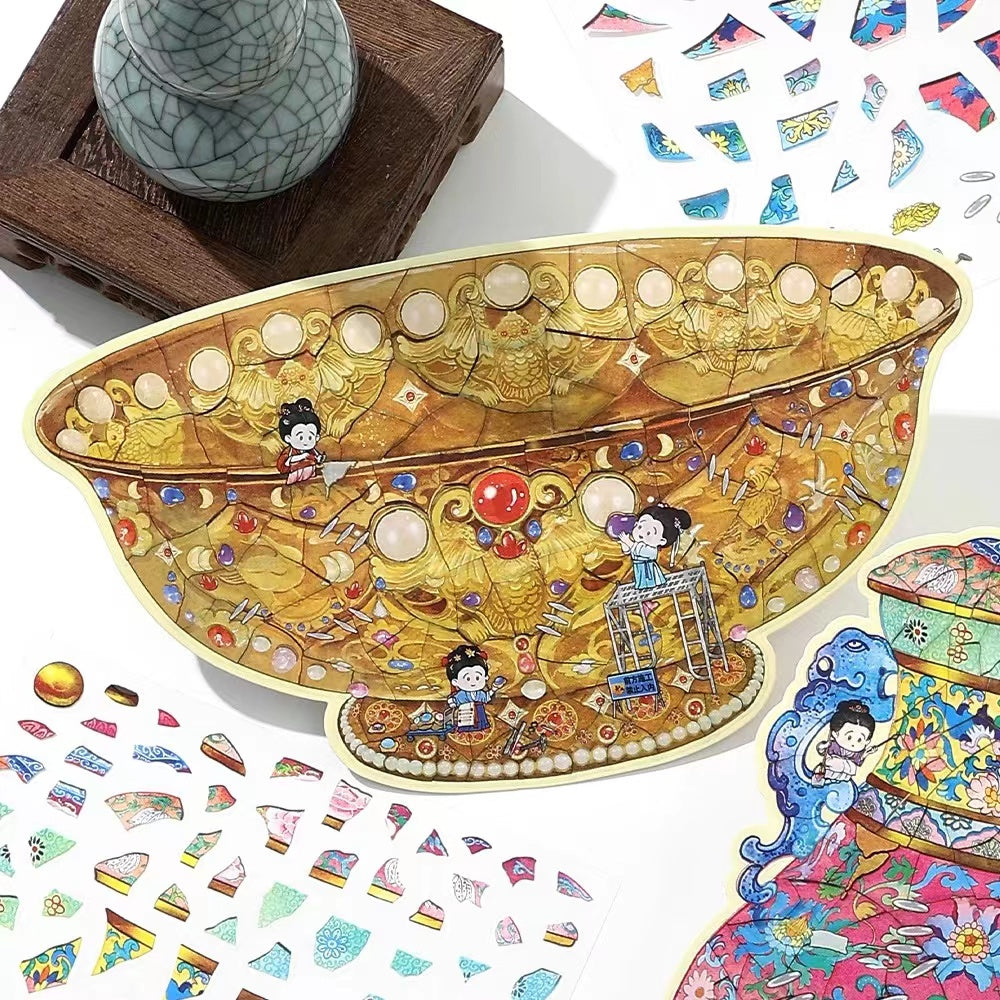 Traditional Chinese Porcelain Restoration DIY Crafts Vintage Sticker