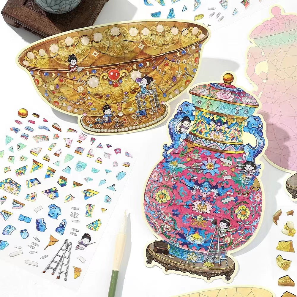Traditional Chinese Porcelain Restoration DIY Crafts Vintage Sticker