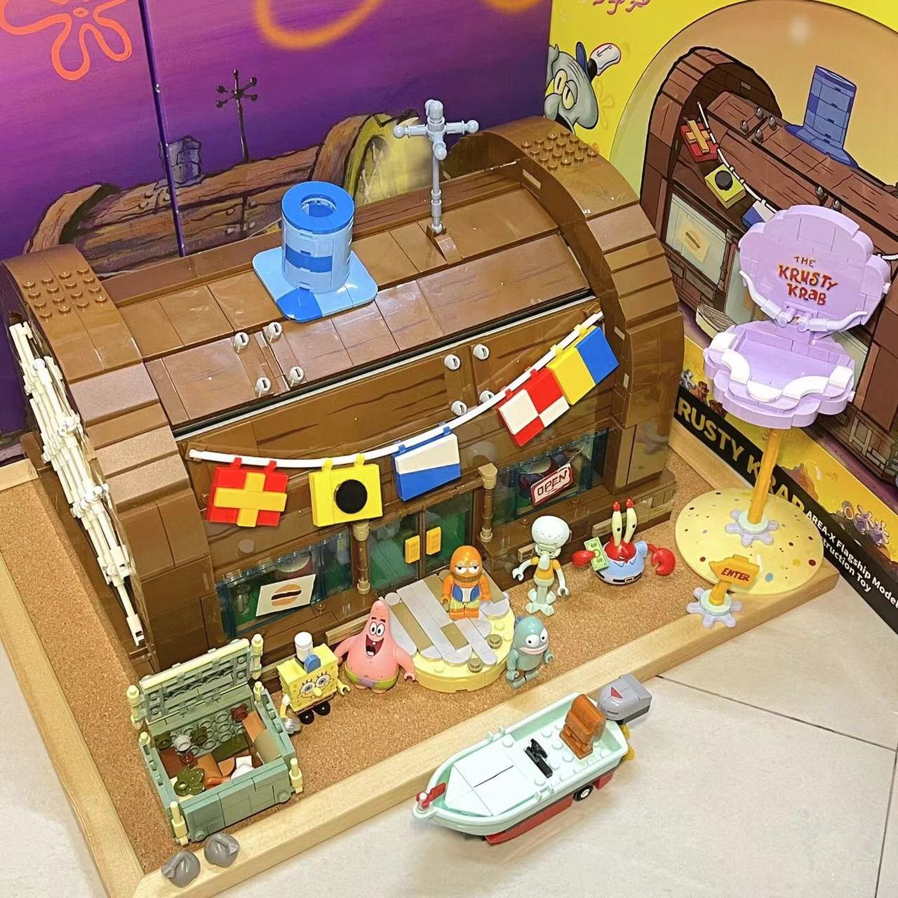 Krusty Krab Restaurant Cartoon Building Blocks Bricks Set US Tax-Free