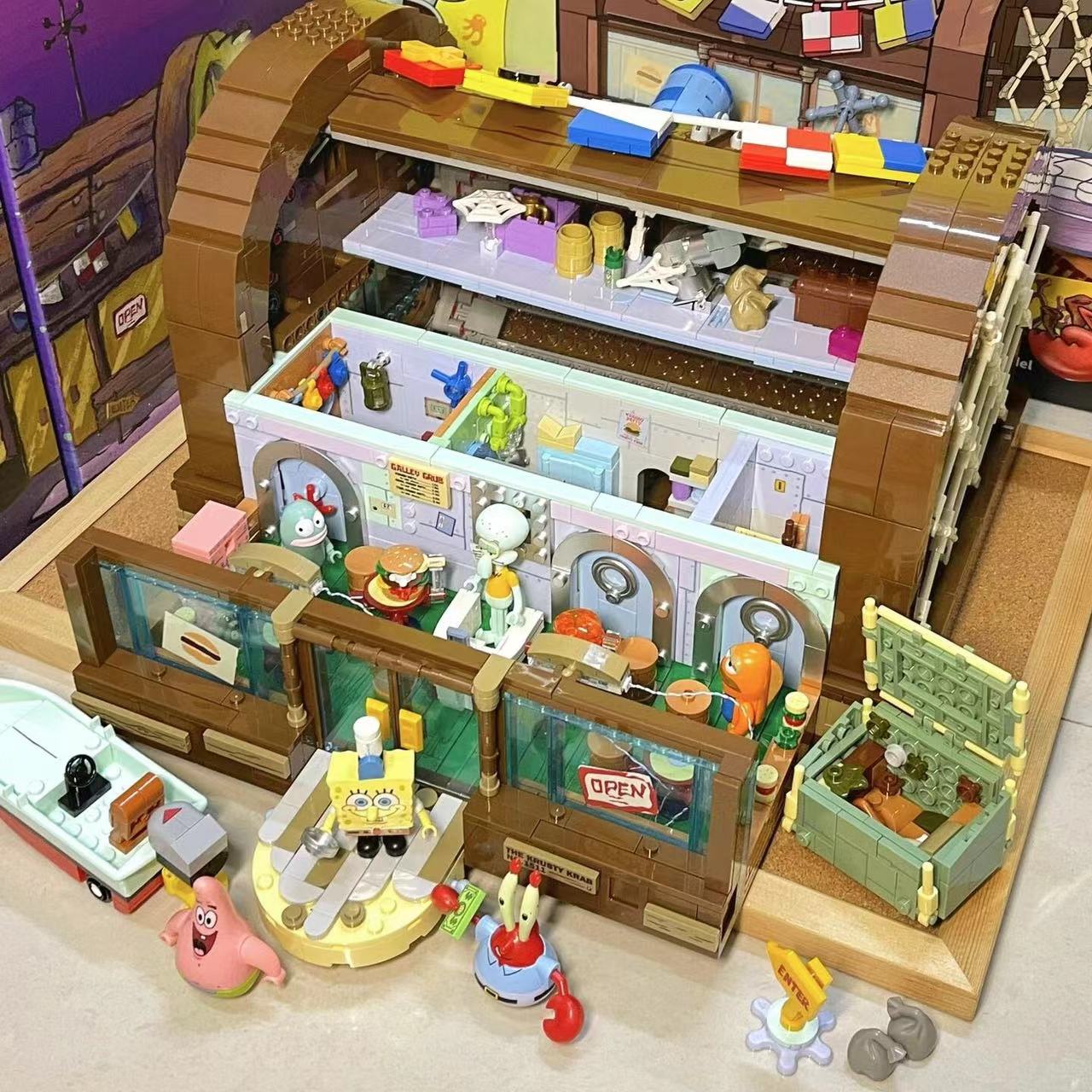 Krusty Krab Restaurant Cartoon Building Blocks Bricks Set US Tax-Free