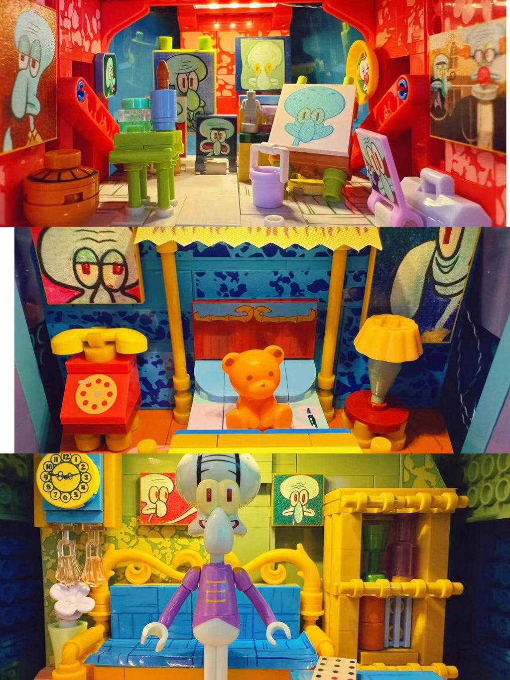 Squidward's Statue House Building Blocks Set with Light