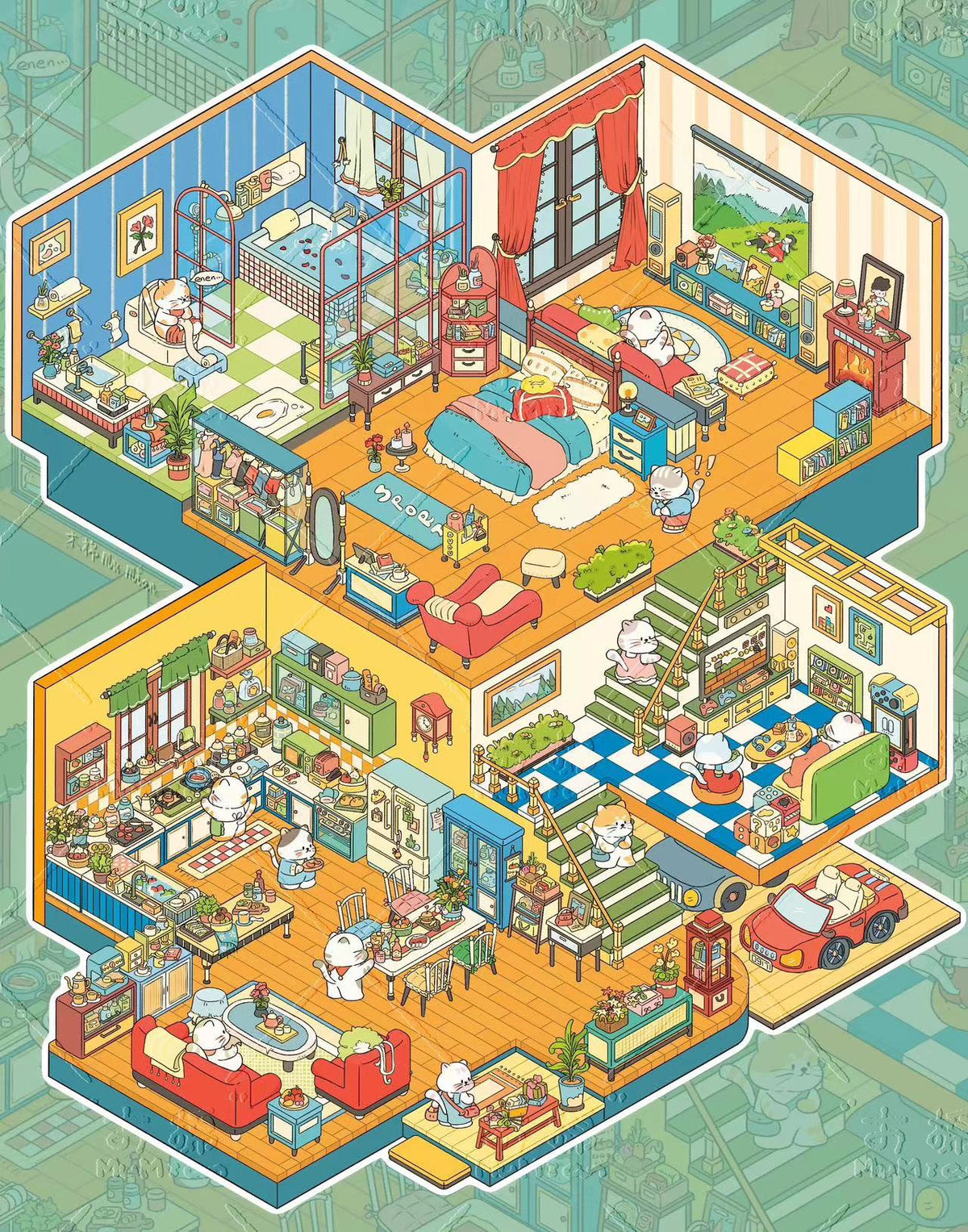 Stickers Scene DIY American Retro Villa  Honey Cottage Chinese Winter Nayang Villa