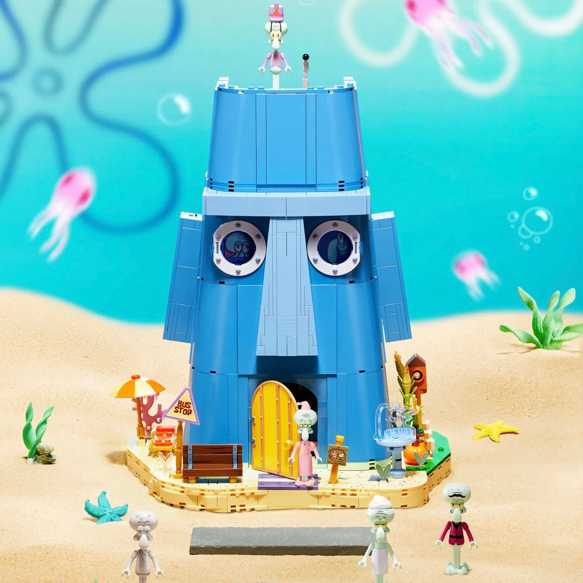 Squidward's Statue House Building Blocks Set with Light