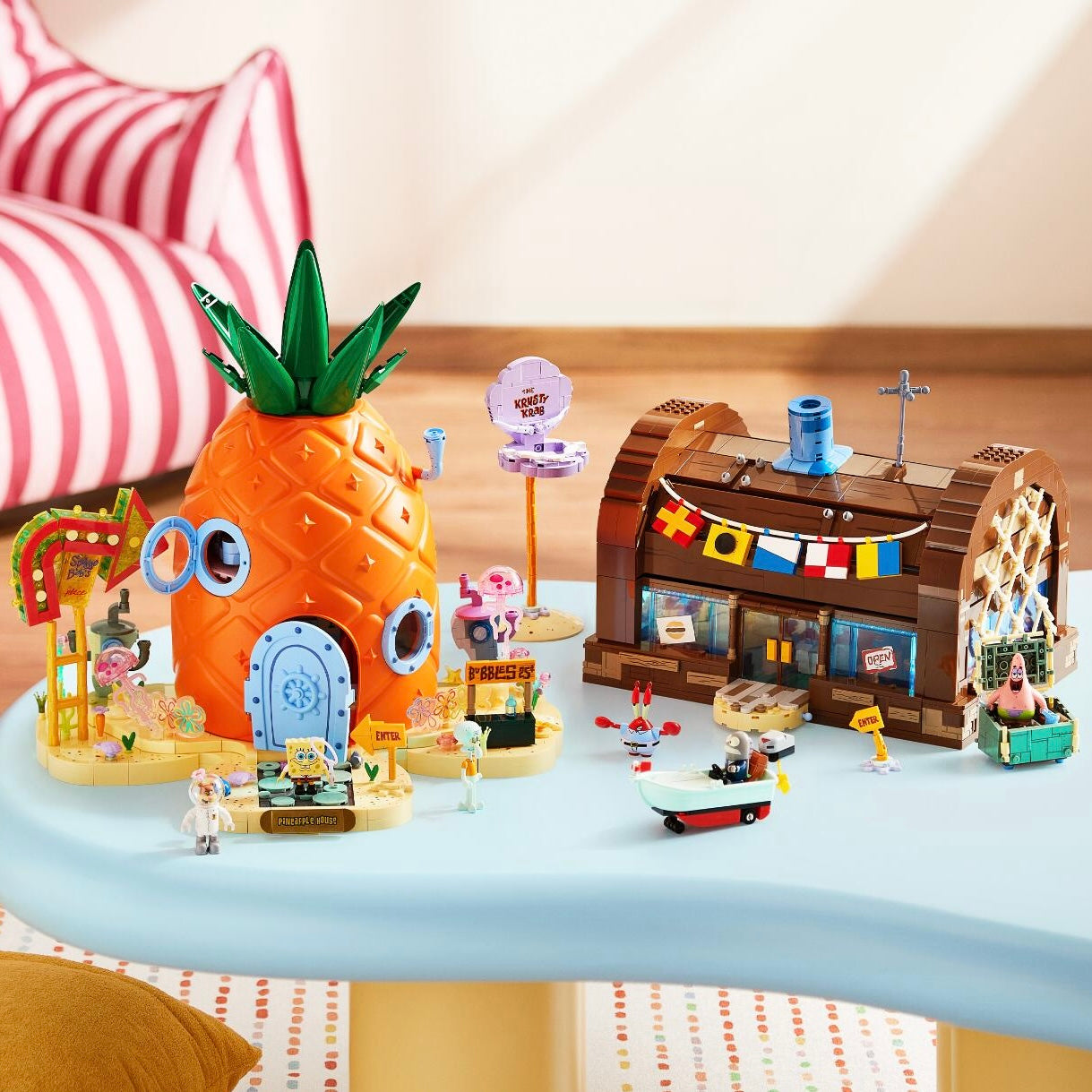 Krusty Krab Restaurant Cartoon Building Blocks Bricks Set US Tax-Free
