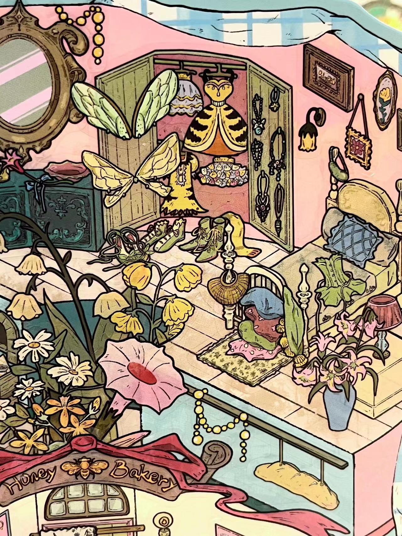 3D Sticker Scene DIY Library of Nature Bee Bakery Herbal Witch Plant House