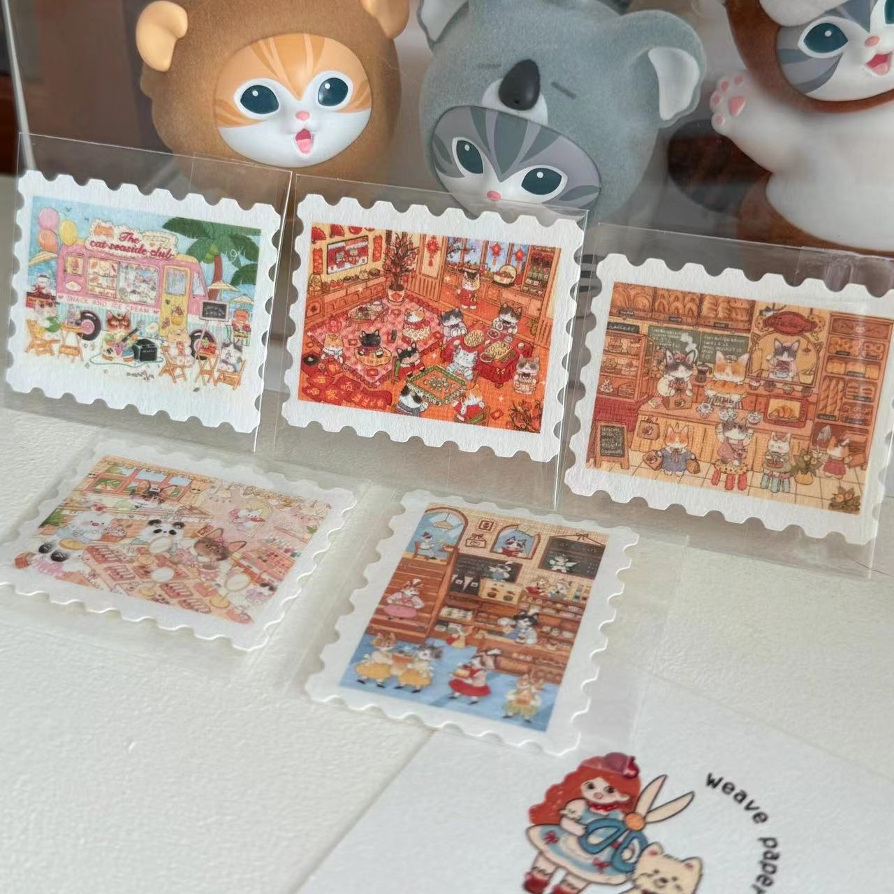 DIY Kitty Puzzle Sticker, Seaside Club|Beatuty Shop|Coffee|Bakery|New Year