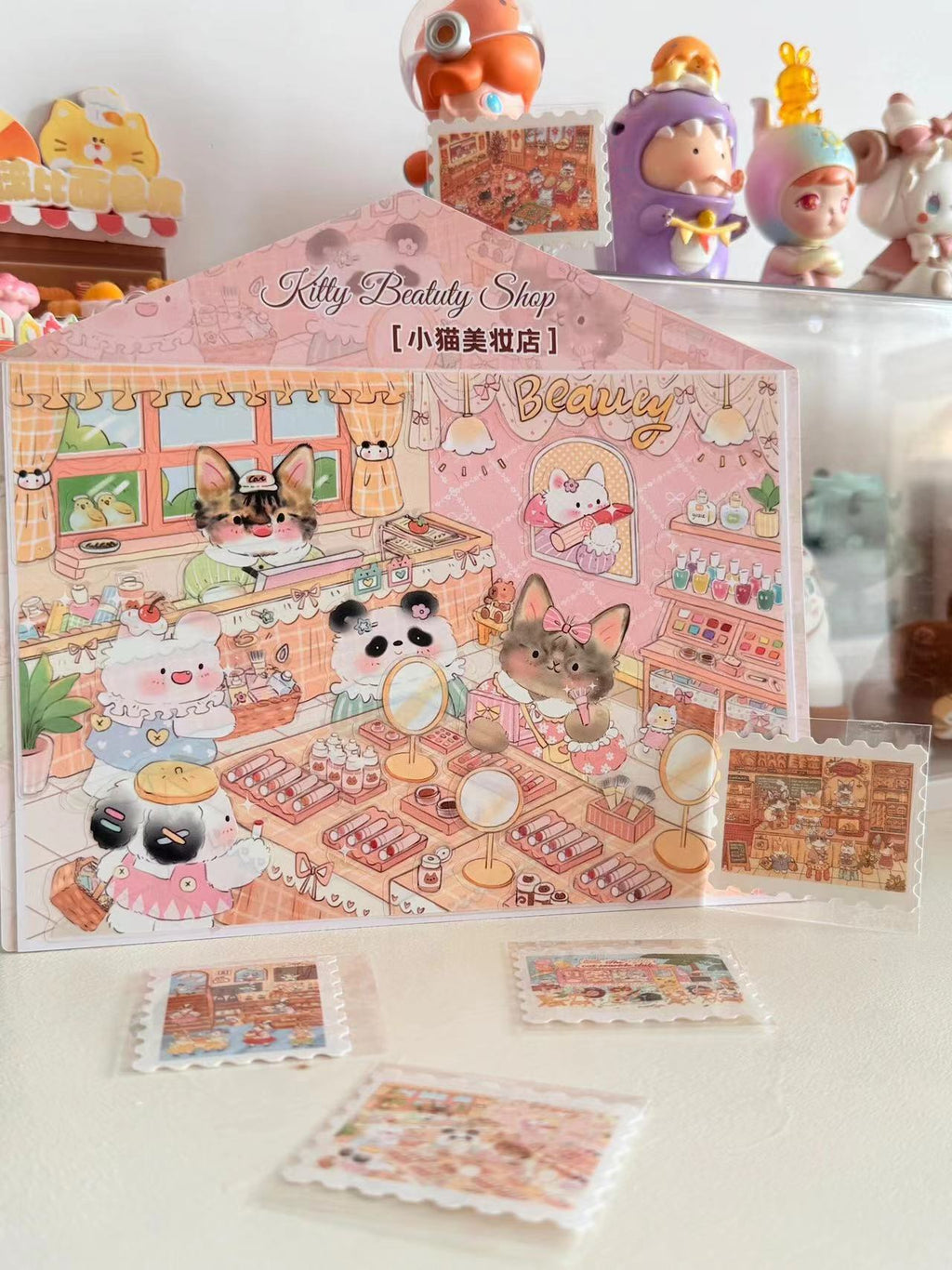DIY Kitty Puzzle Sticker, Seaside Club|Beatuty Shop|Coffee|Bakery|New Year