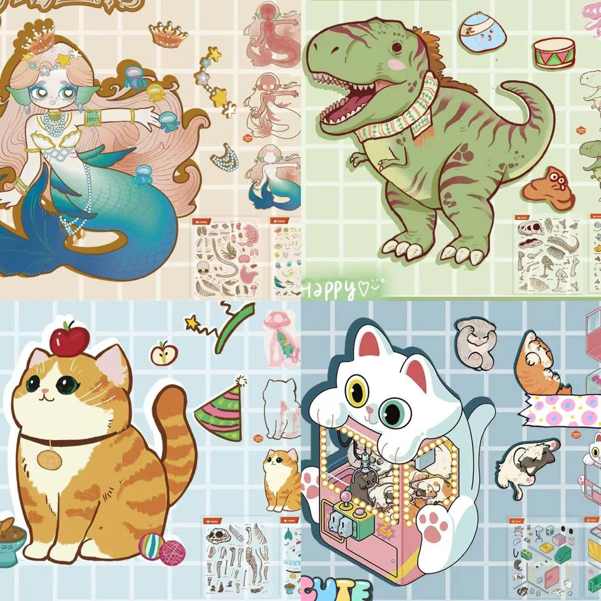 DIY Anatomical Restoration Stickers Rabbit Seal Capybara Panda Corgi