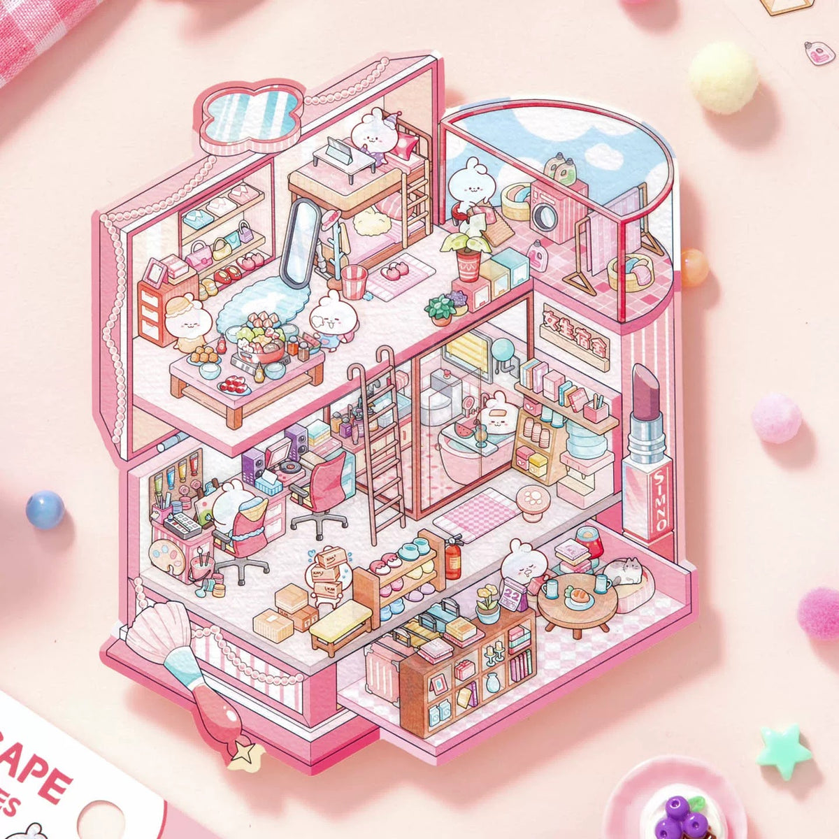 3D Sticker Scene DIY Girl Boy Dormitory