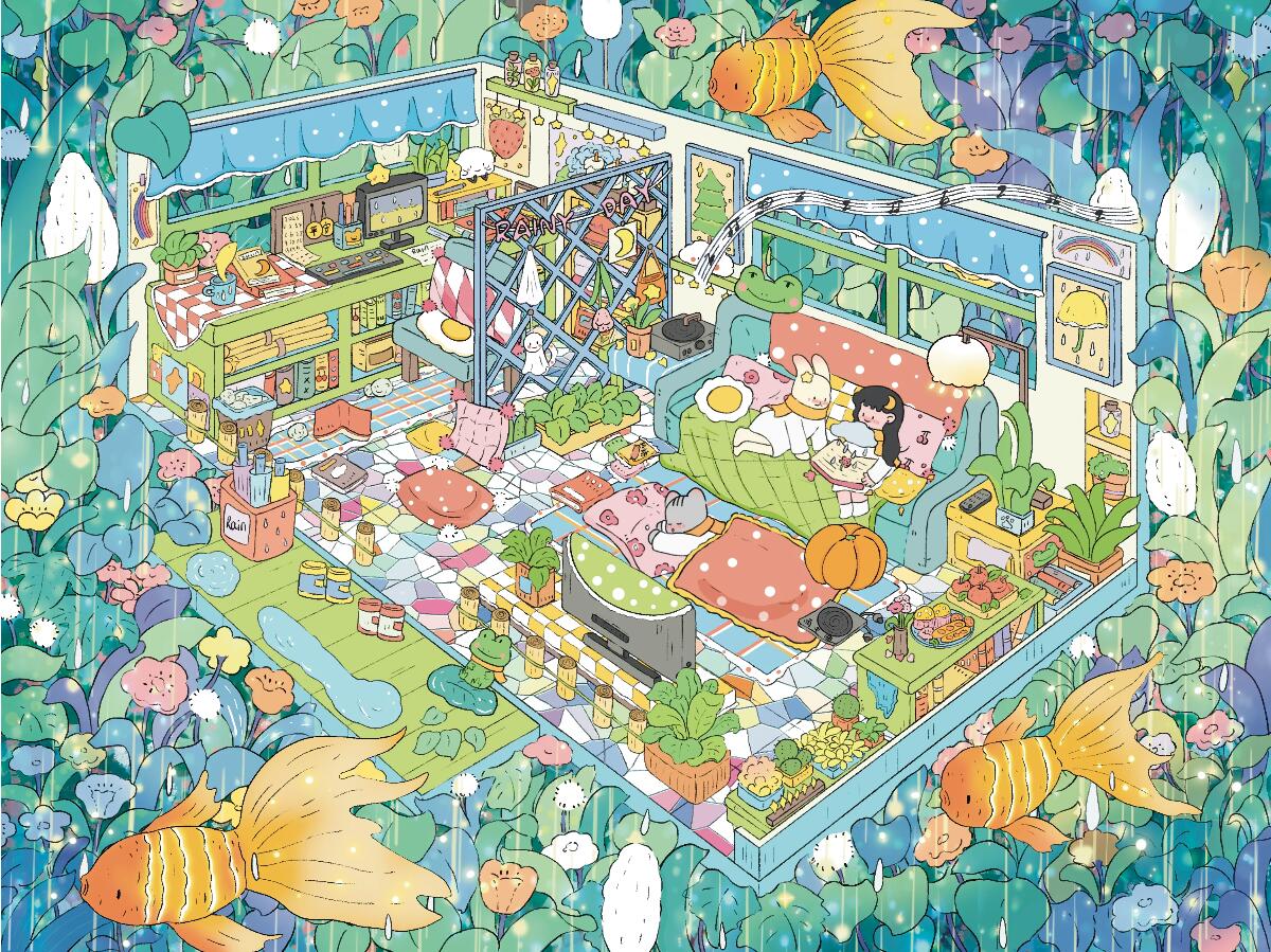 3D Sticker Puzzle Create Rose Funeral Rainy Day At Home Undersea Treasure